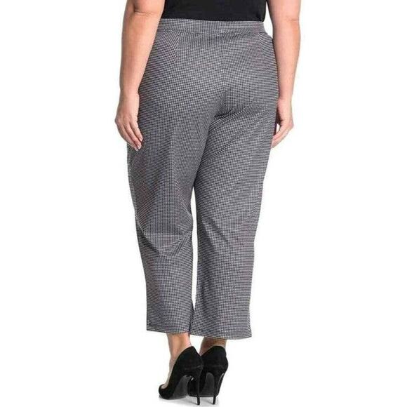 Sanctuary Pull On Flat Front Stretch Crop Pants Plus Sz 3X Black Mini Check NWT - Picture 6 of 8